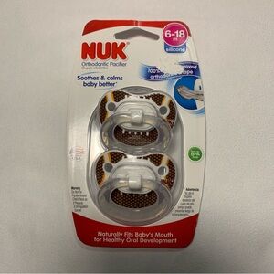NUK baby boy Football Pacifiers NEW Two Pack 6-18months